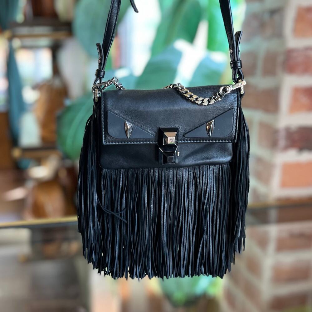 FENDI Monster Micro Black Nappa Leather Crossbody